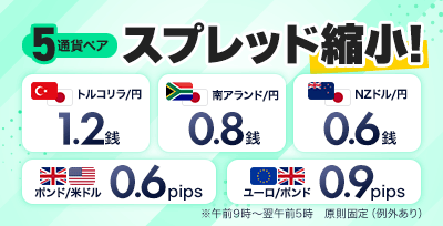 5通貨ペア 基準スプレッド縮小
