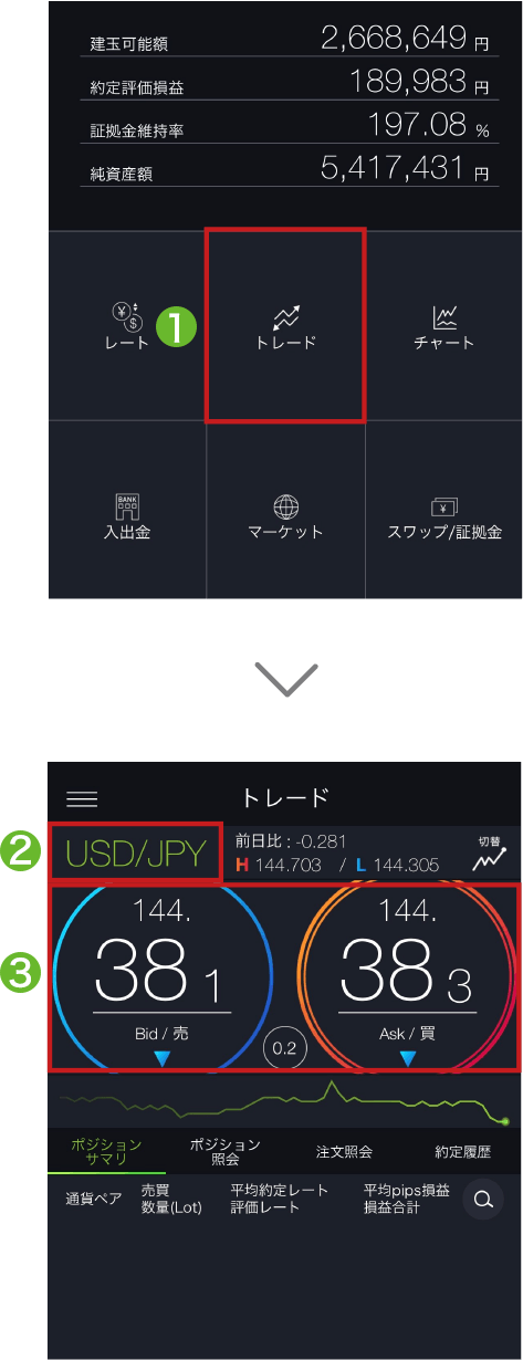 新規即時注文の発注操作手順1～2