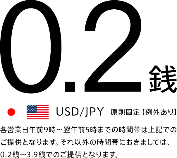 0.2銭 USD/JPN 原則固定【例外あり】