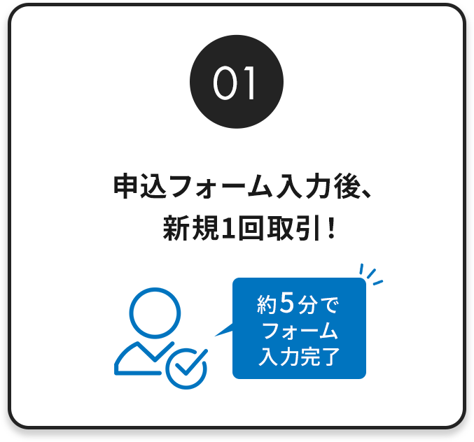 申込フォーム入力後、新規1回取引！